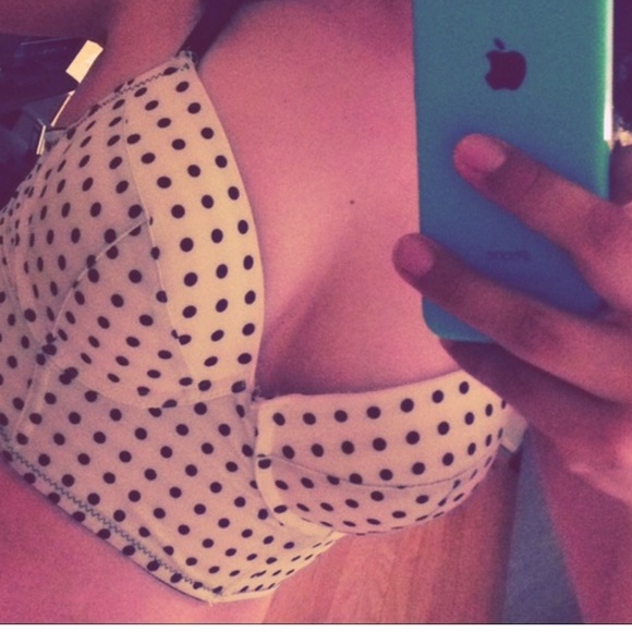 Charlotte Russe Tops - Cream peach with Black Polka Dot Bustier